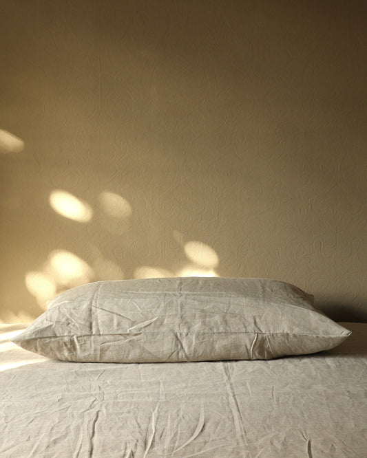 Kissenbezug 50x90 cm aus reinem Bio-Leinen, Flachs (UNDYED)