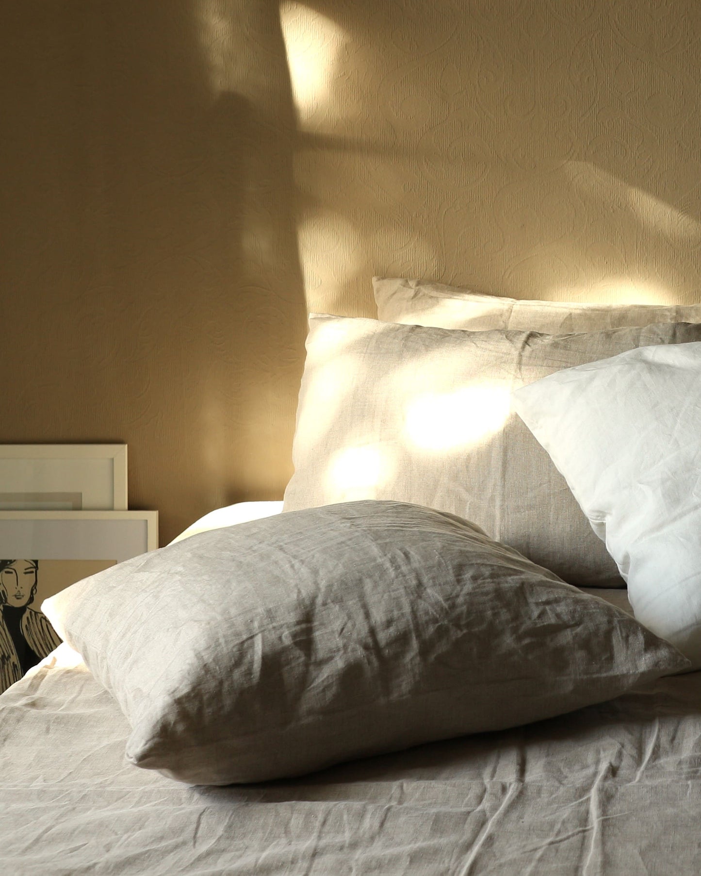 Kissenbezug 50x50 cm aus reinem Bio-Leinen, Flachs (UNDYED)