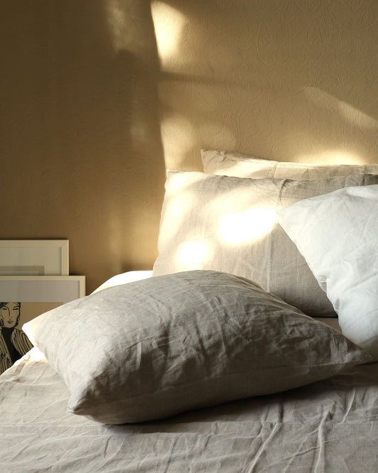 Kissenbezug 50x50 cm aus reinem Bio-Leinen, Flachs (UNDYED)