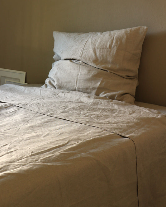 Tagesdecke aus reinem Bio-Leinen, Flachs (UNDYED)