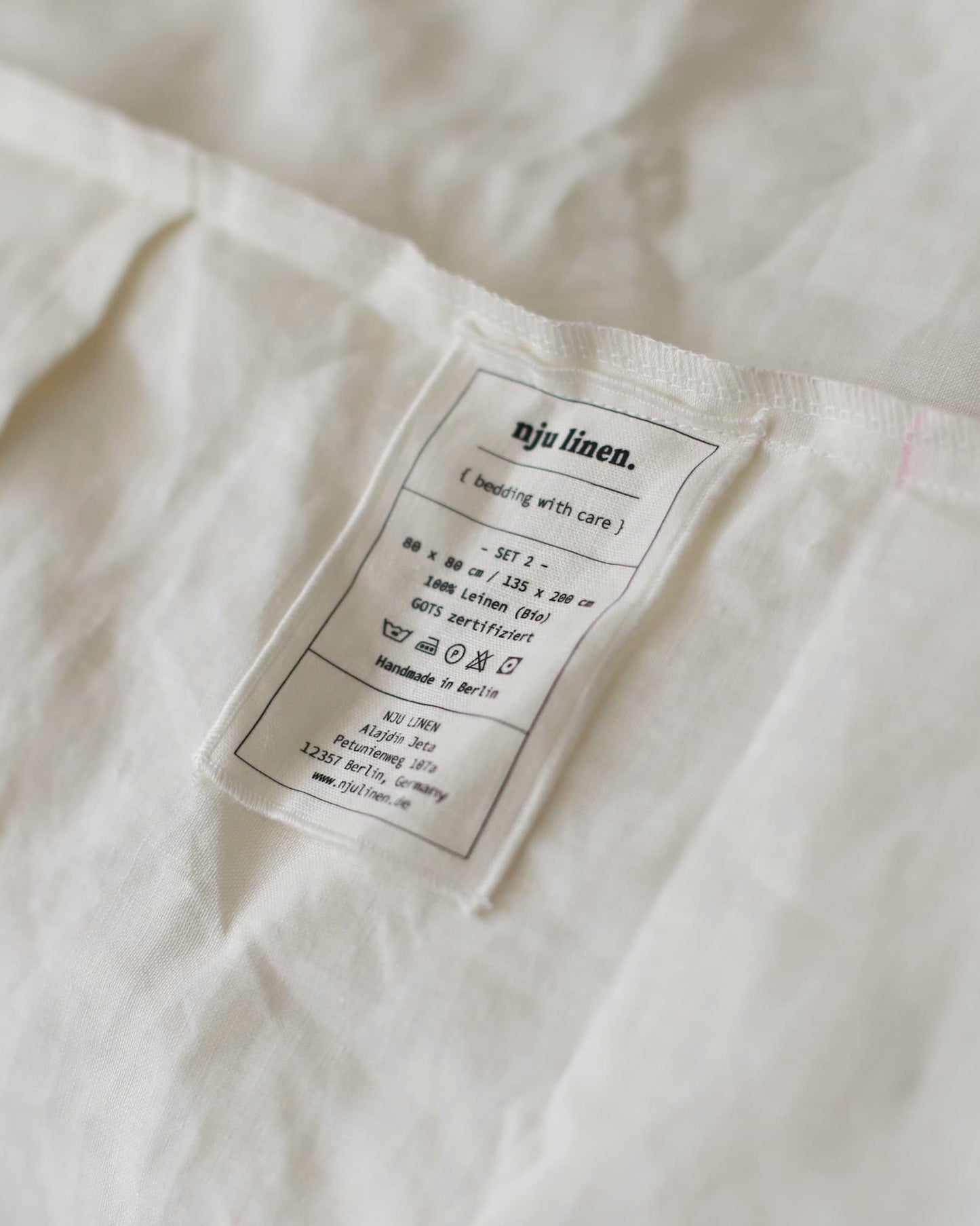 Textilkennzeichnung Bio-Leinenbettwäsche in Offwhite