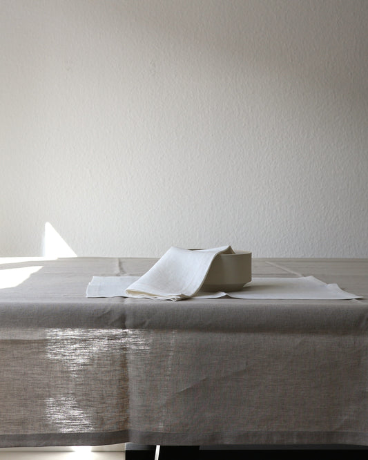 Leinenservietten im 2er Set aus reinem Bio-Leinen, Offwhite