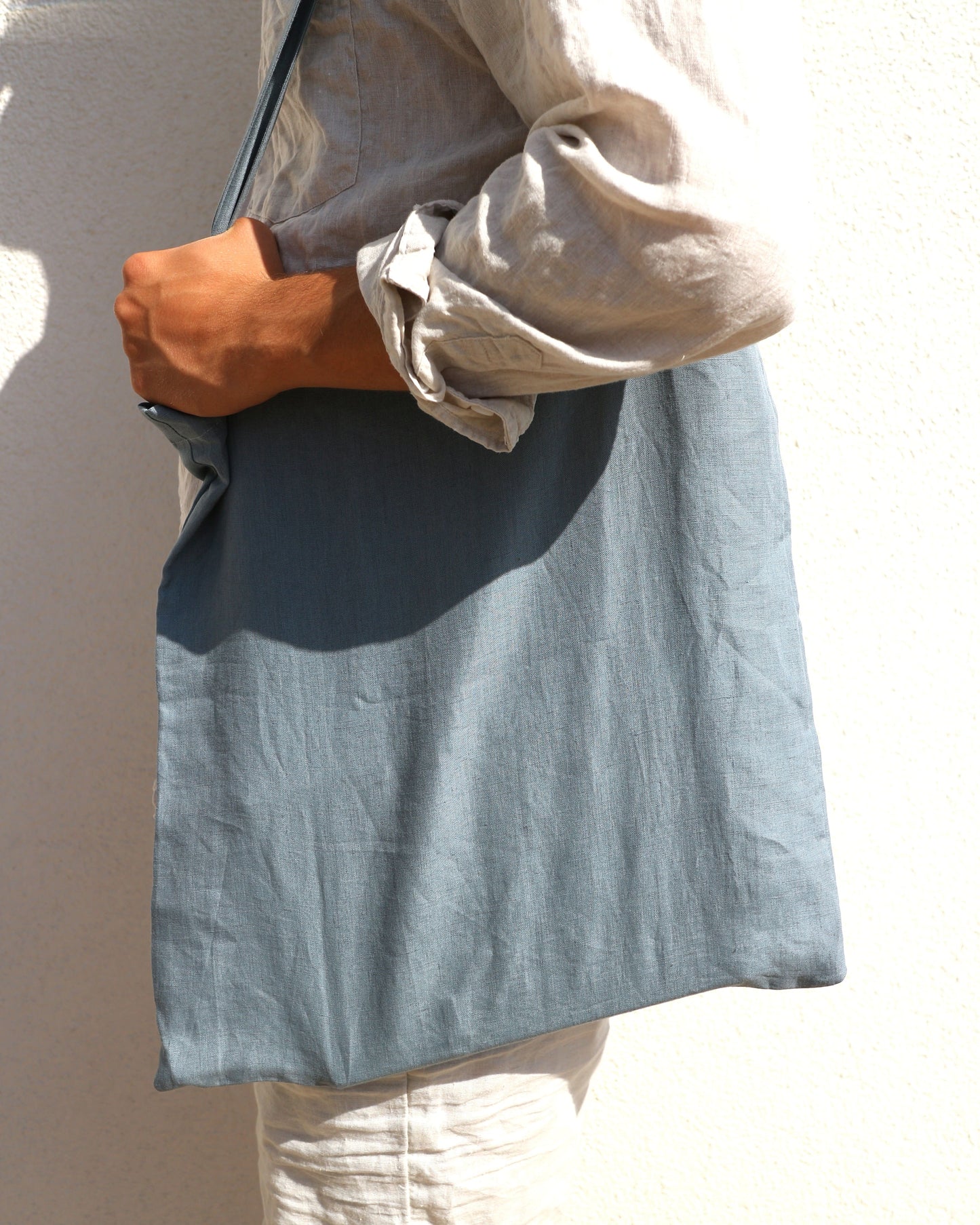 Leinentasche aus reinem Bio-Leinen, Seeblau