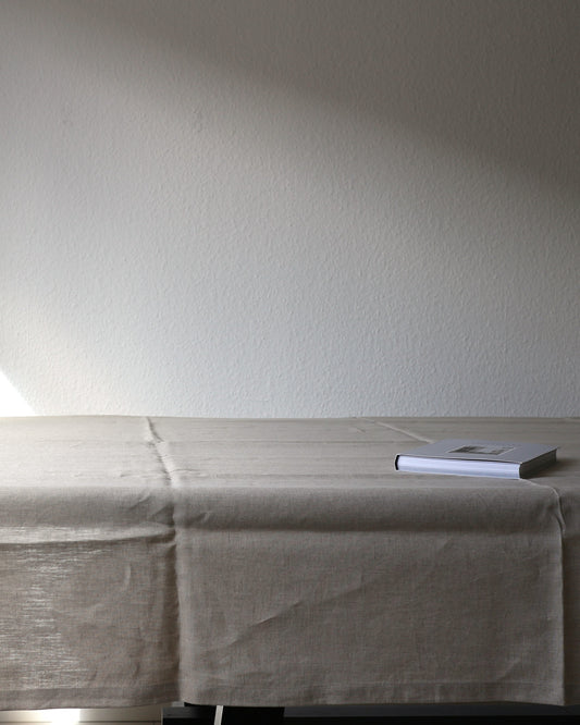 Leinentischdecke aus reinem Bio-Leinen, Flachs (UNDYED)