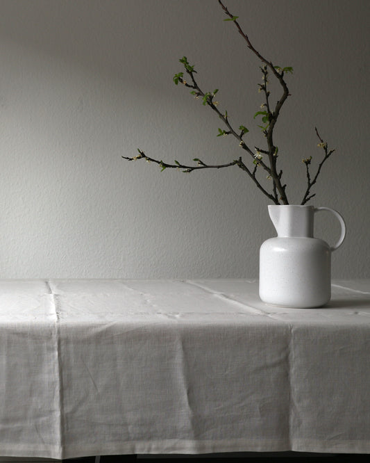 Leinentischdecke aus reinem Bio-Leinen, Offwhite