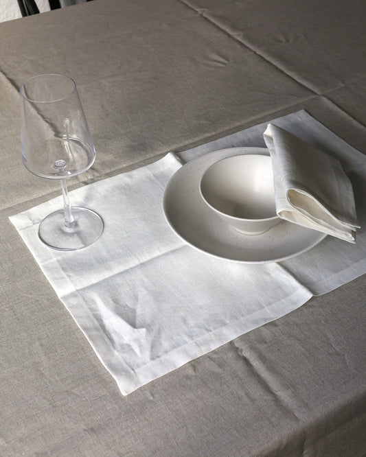 Leinen-Tischsets im 2er Set aus reinem Bio-Leinen, Offwhite