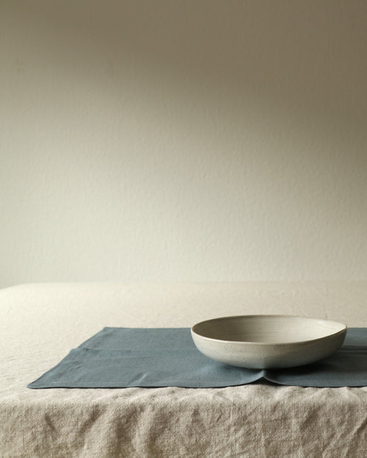 Leinen-Tischsets im 2er Set aus reinem Bio-Leinen, Seeblau