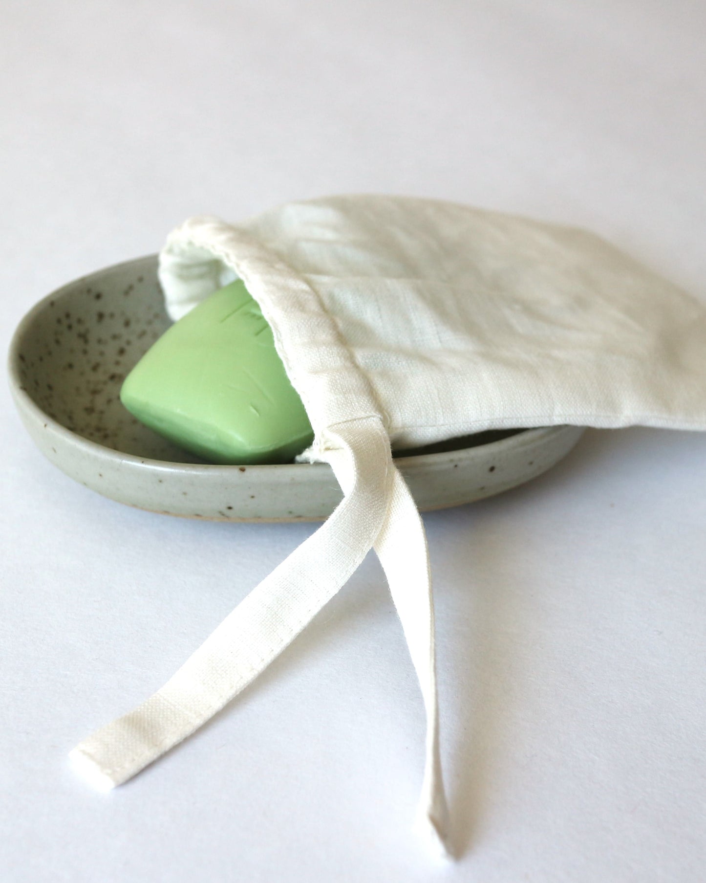 Seifensäckchen aus reinem Bio-Leinen, Offwhite