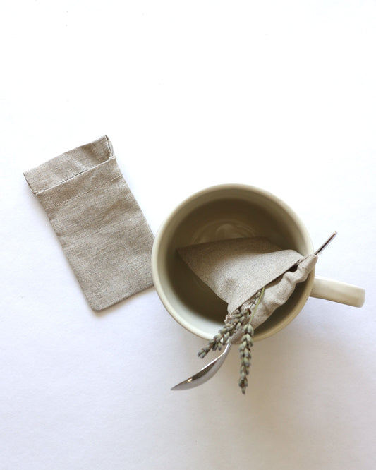 Befüllbare Teebeutel aus reinem Bio-Leinen im 3er Set, Flachs (UNDYED)