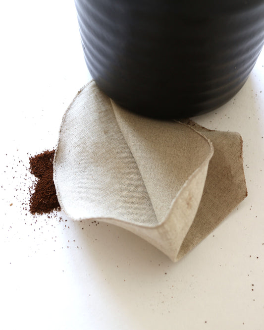 Wiederverwendbare Kaffeefilter aus reinem Bio-Leinen im 3er Set, Flachs (UNDYED)