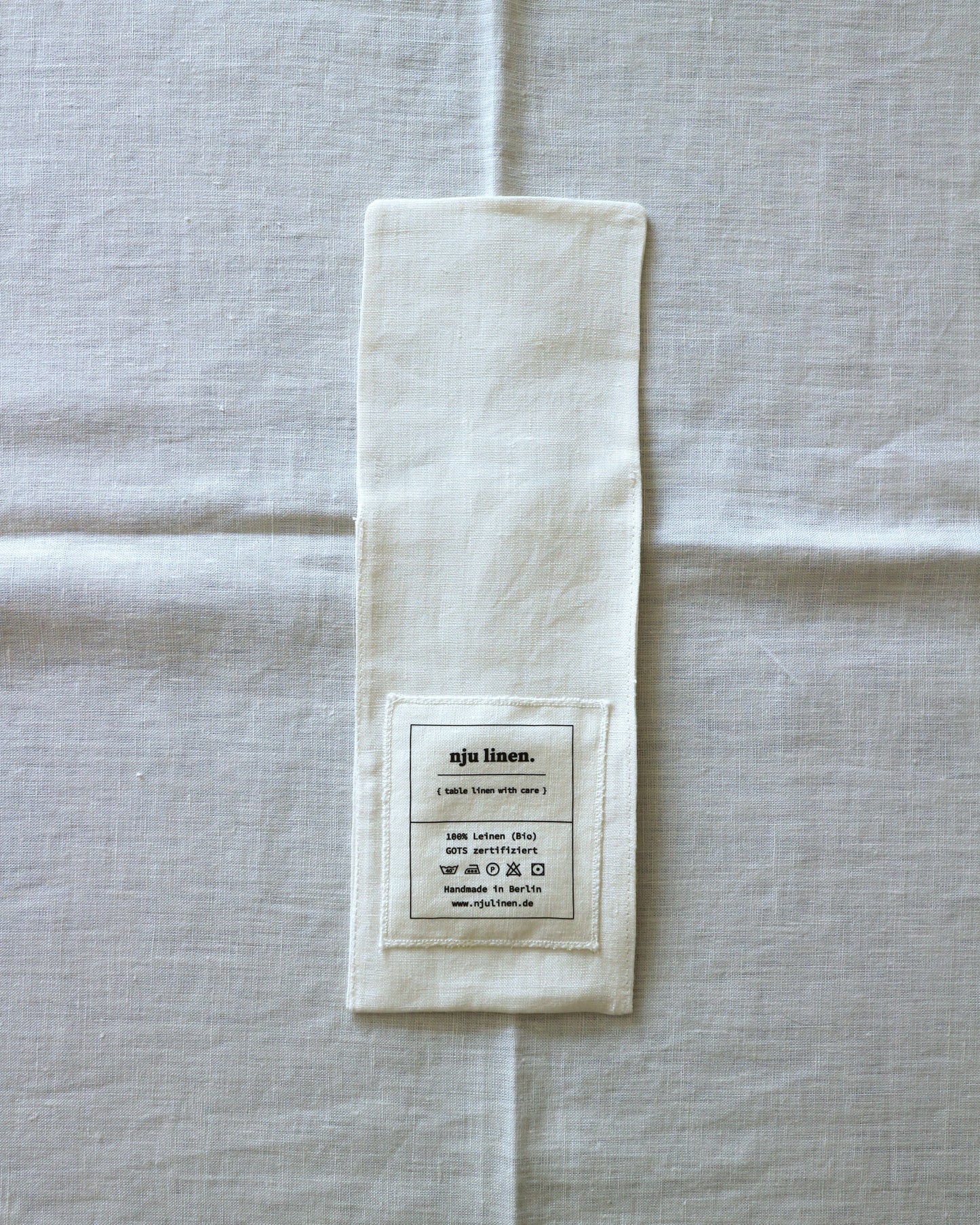 Bestecktaschen im 2er Set aus reinem Bio-Leinen, Offwhite