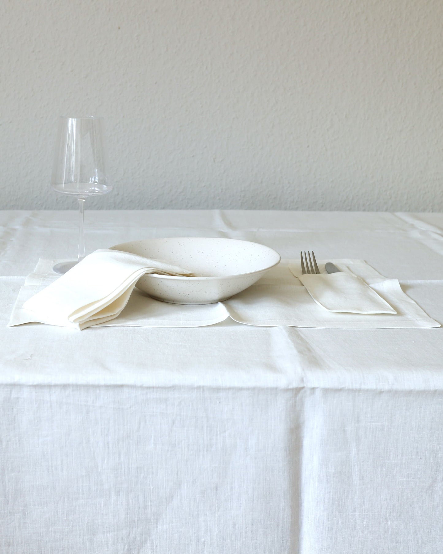 Bestecktaschen im 2er Set aus reinem Bio-Leinen, Offwhite