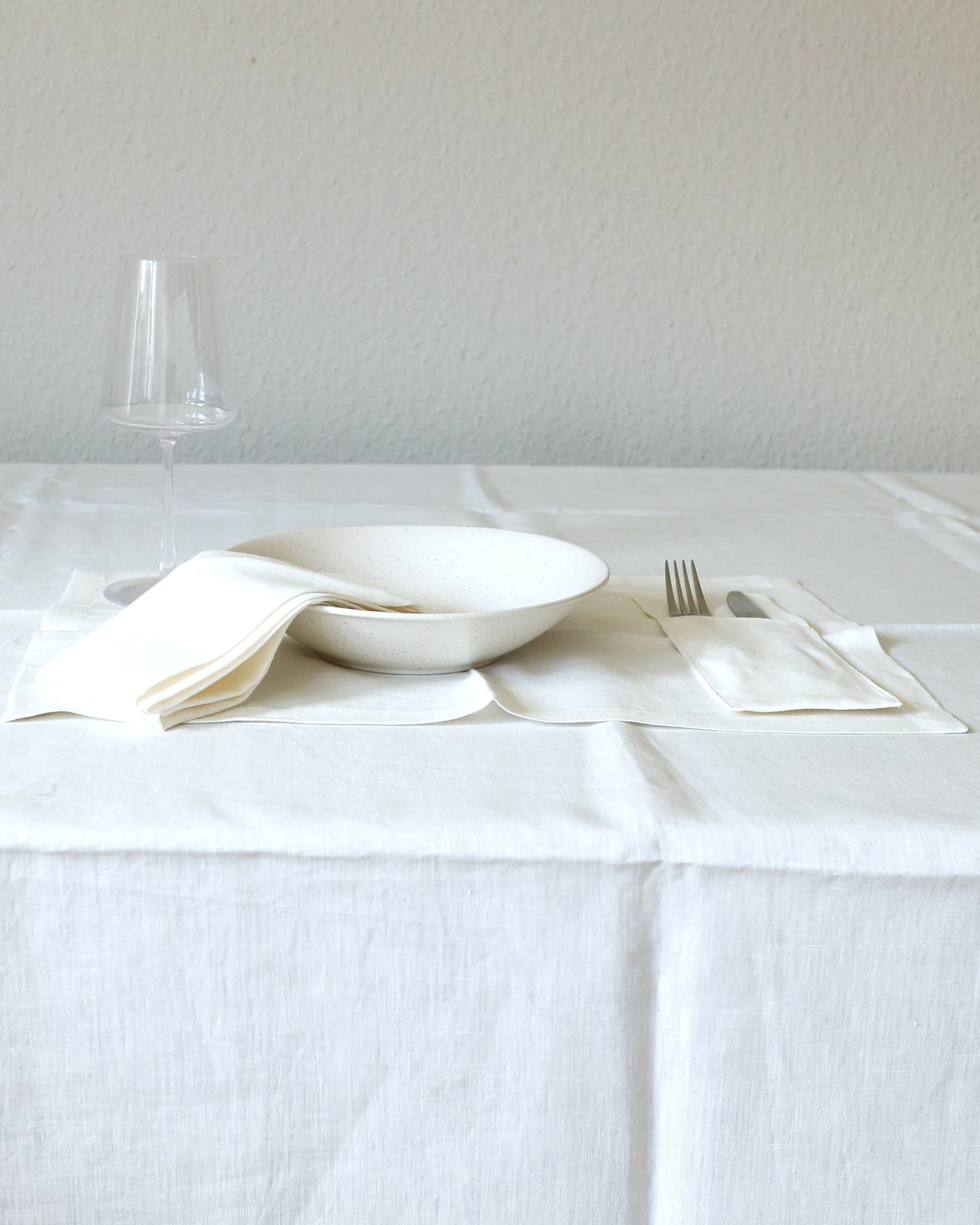 Bestecktaschen im 2er Set aus reinem Bio-Leinen, Offwhite