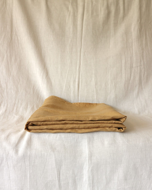 Bettlaken aus reinem Bio-Leinen, Honiggelb