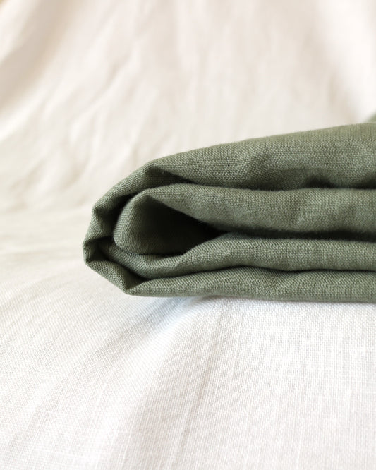 Bettlaken aus reinem Bio-Leinen, Olivgrün