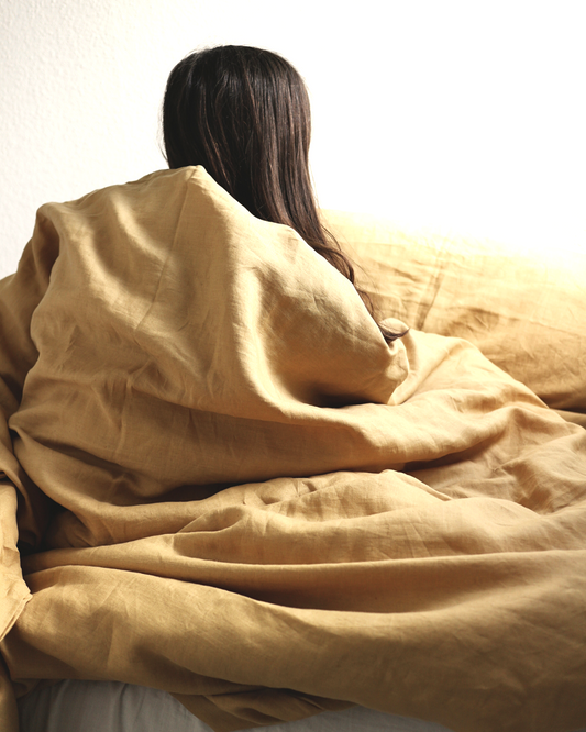 Kinderbettwäsche aus reinem Bio-Leinen, Honiggelb