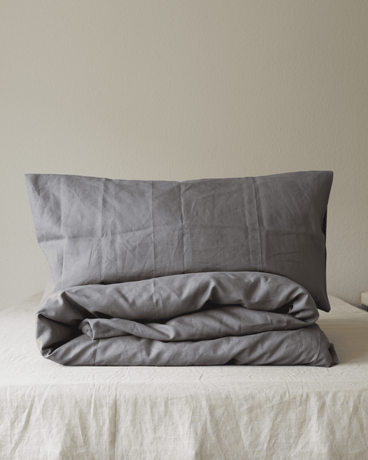 Bio-Leinenbettwäsche Set aus 100% Bio-Leinen – Schiefer