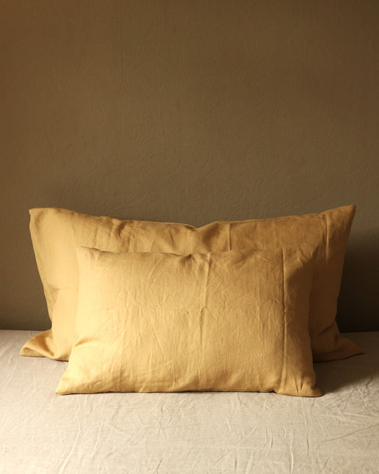 Kissenbezug 40x60 cm aus reinem Bio-Leinen, Honiggelb