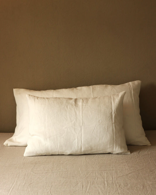 Kissenbezug 40x60 cm aus reinem Bio-Leinen, Offwhite