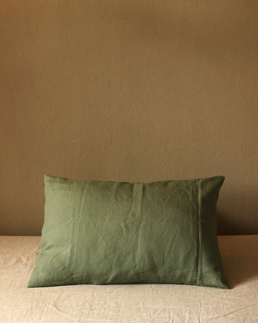 Kissenbezug 40x60 cm aus reinem Bio-Leinen, Olivgrün