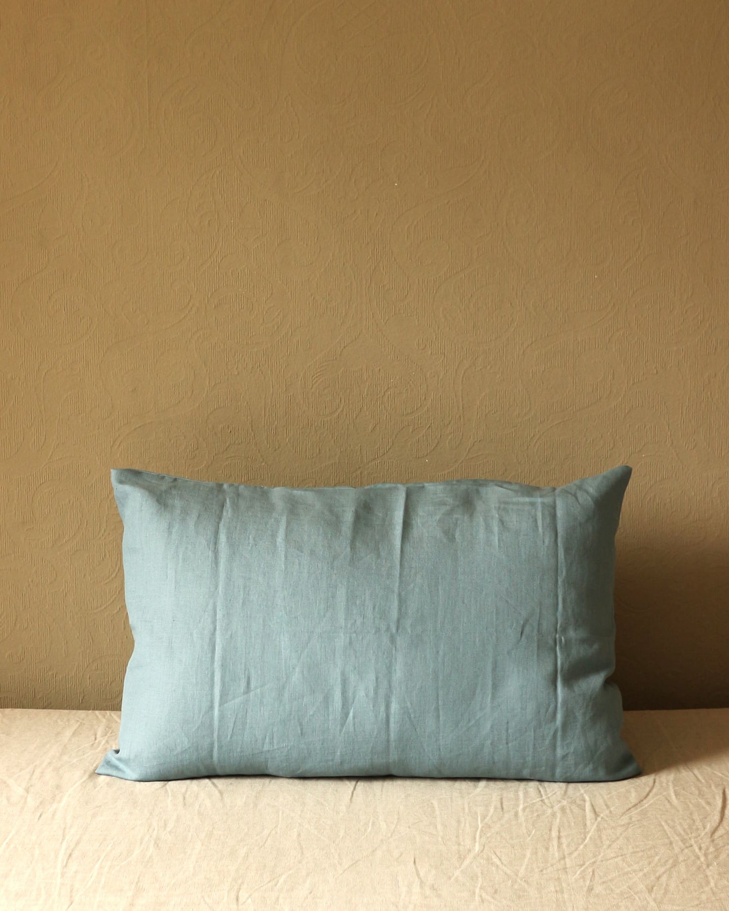 Kissenbezug 40x60 cm aus reinem Bio-Leinen, Seeblau