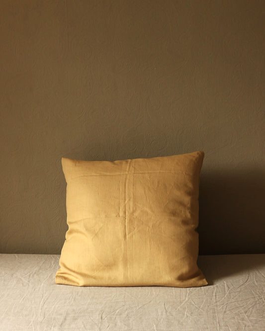 Kissenbezug 50x50 cm aus reinem Bio-Leinen, Honiggelb