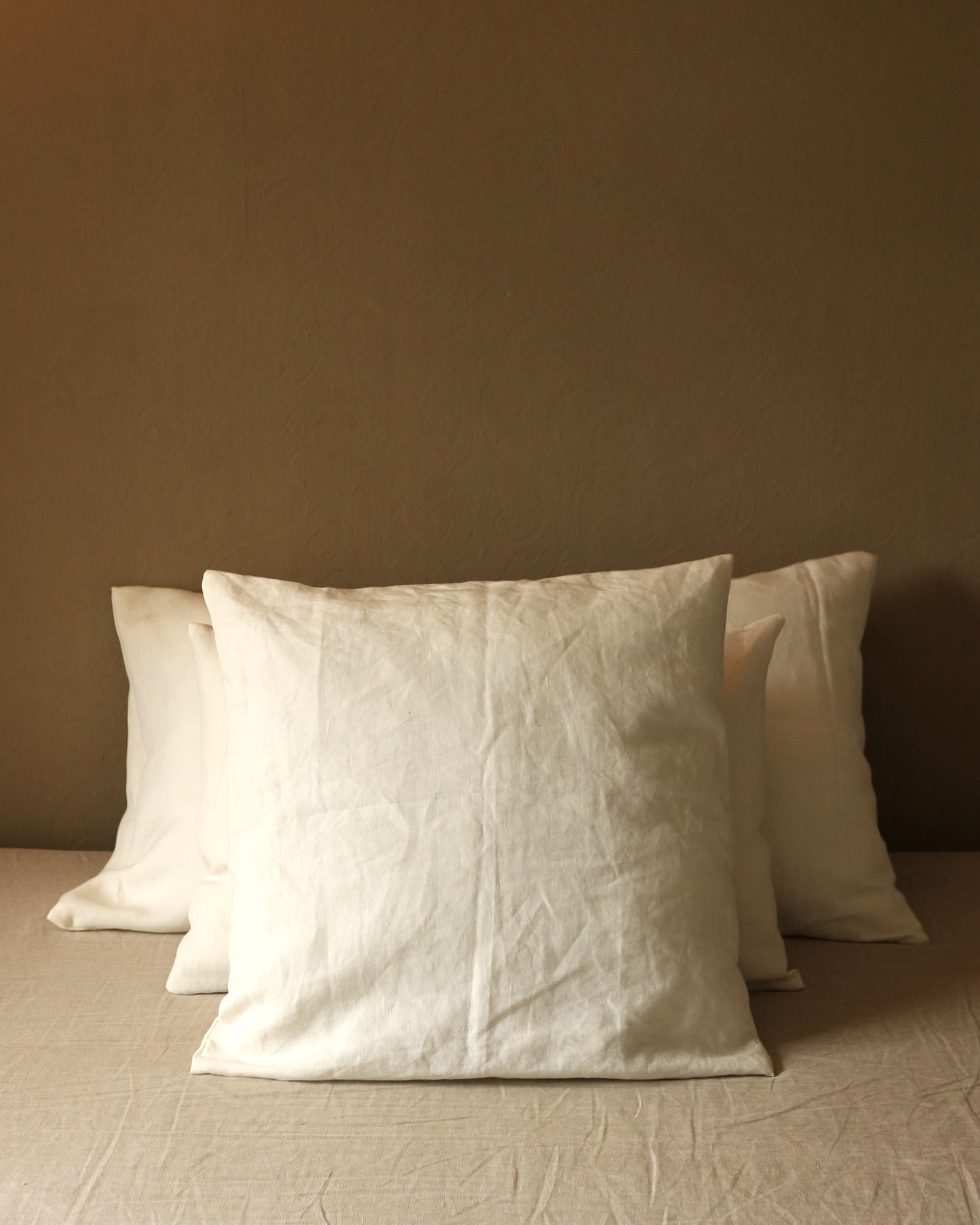 Kissenbezug 50x50 cm aus reinem Bio-Leinen, Offwhite