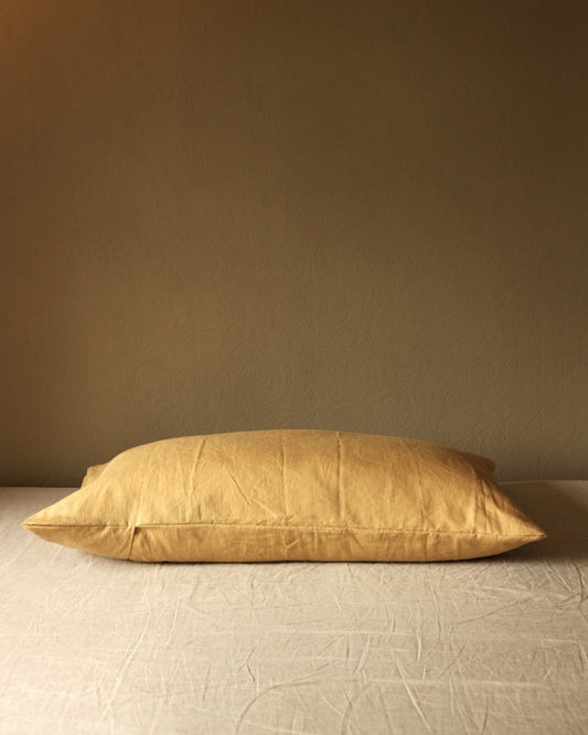 Kissenbezug 50x90 cm aus reinem Bio-Leinen, Honiggelb