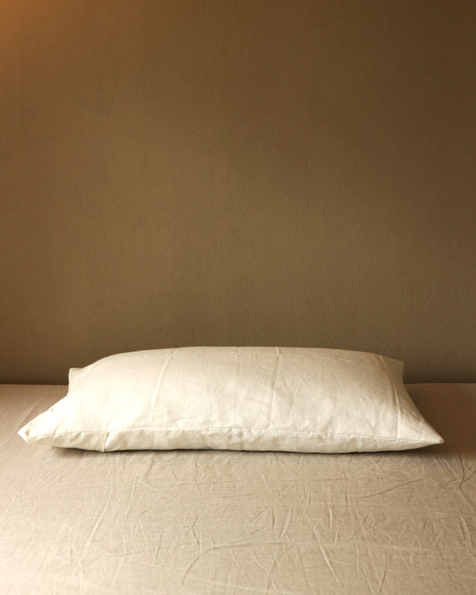 Kissenbezug 50x90 cm aus reinem Bio-Leinen, Offwhite
