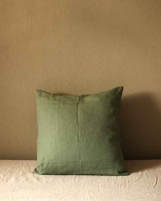 Kissenbezug 50x50 cm aus reinem Bio-Leinen, Olivgrün