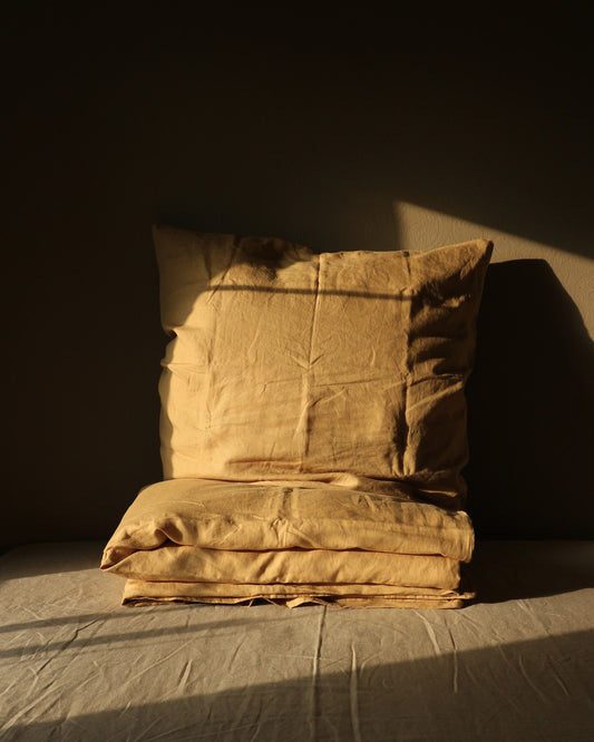 Kinderbettwäsche aus reinem Bio-Leinen, Honiggelb