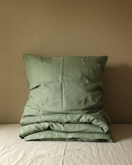 Kinderbettwäsche aus reinem Bio-Leinen, Olivgrün