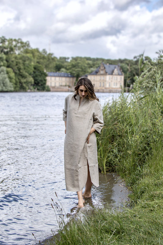 Leinenkleid in Flachs (Undyed) aus 100% Bio-Leinen