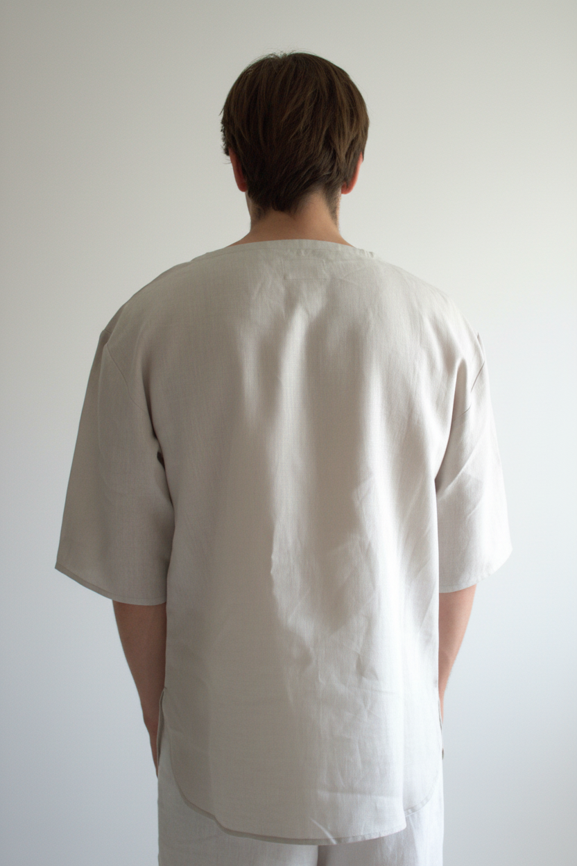 Leinen-Shirt Herren in Auster (natürlicher Hellgrauton) aus Bio-Leinen
