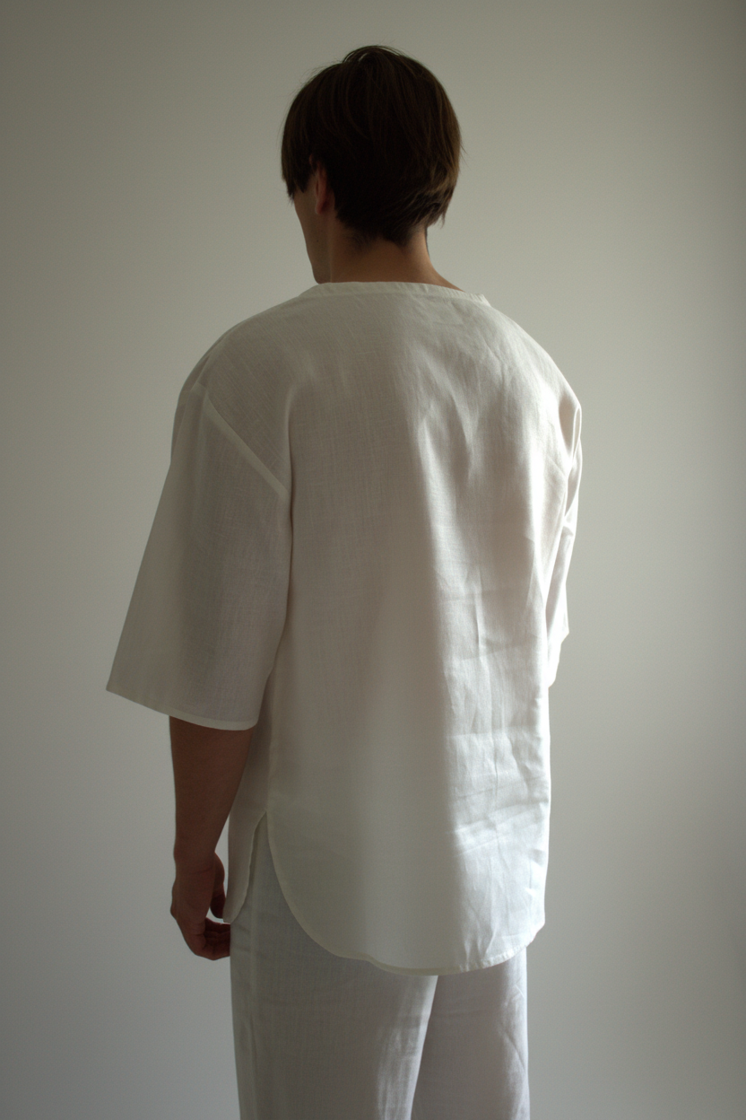 Leinen-Shirt Herren in Naturweiß aus Bio-Leinen