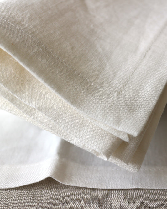 Oberleintuch aus reinem Bio-Leinen, Offwhite