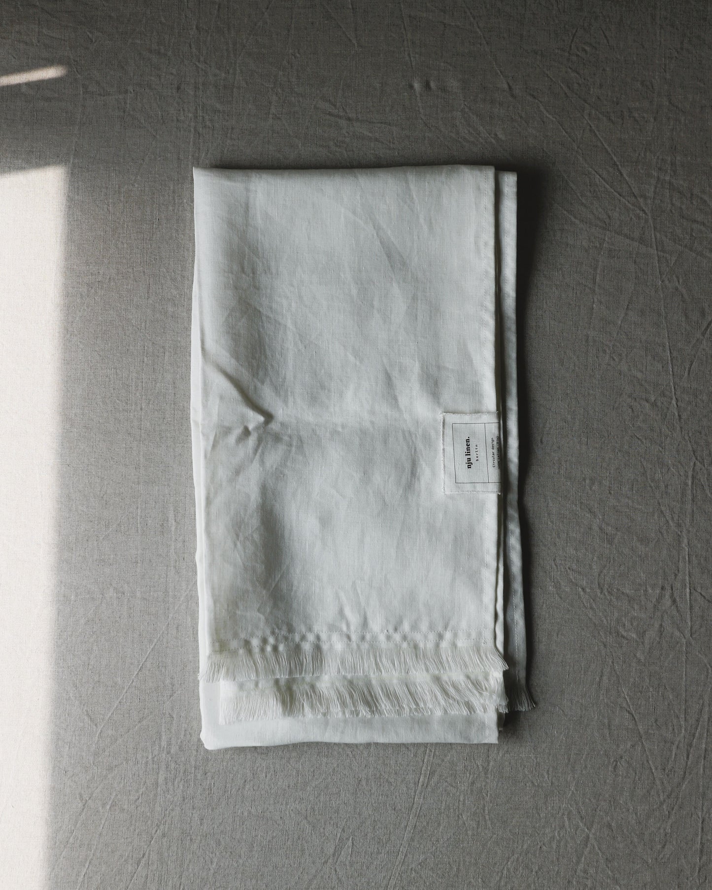 Schal mit Fransen aus reinem Bio-Leinen, Offwhite