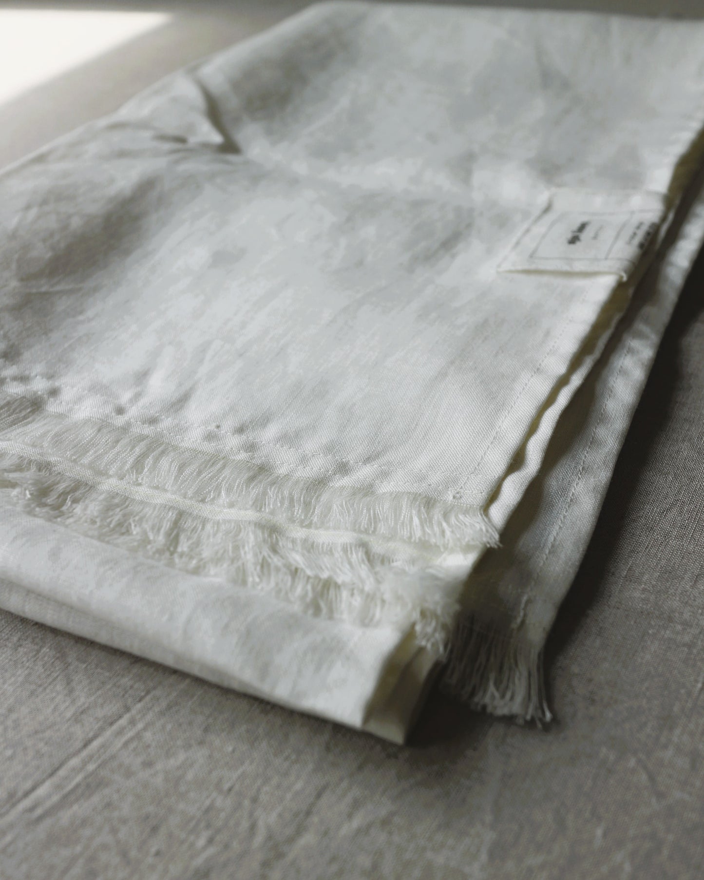 Schal mit Fransen aus reinem Bio-Leinen, Offwhite