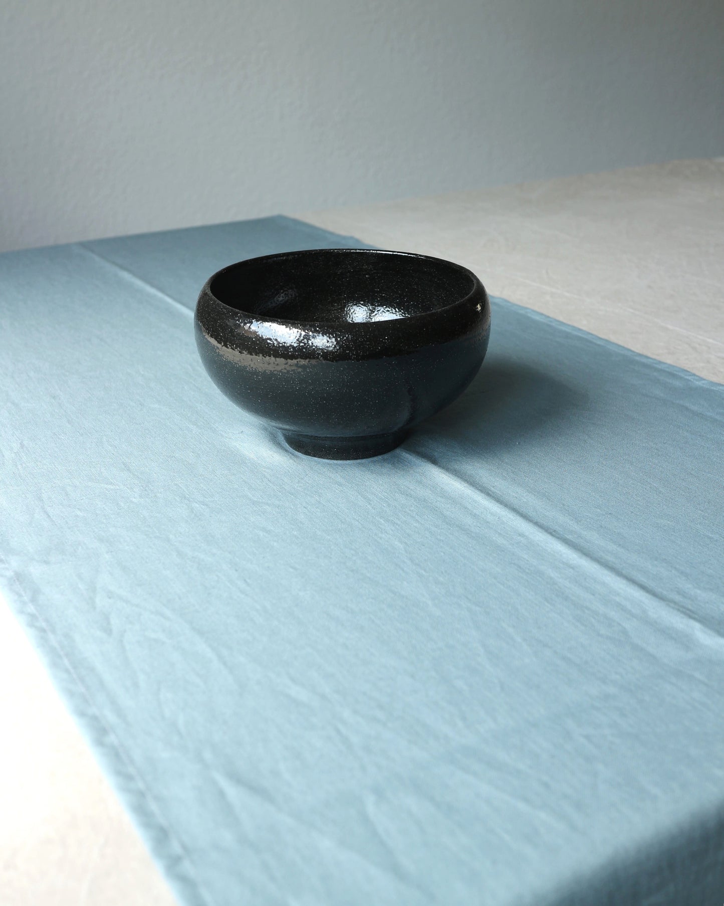 Tischläufer aus reinem Bio-Leinen, Seeblau