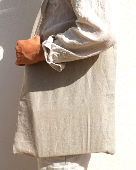 Leinentasche aus reinem Bio-Leinen, Flachs (UNDYED)