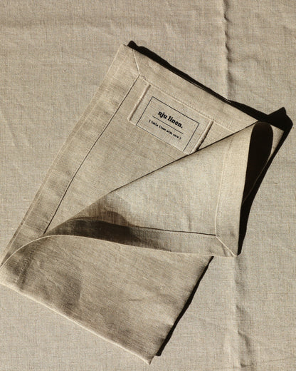 Leinentischdecke aus reinem Bio-Leinen, Flachs (UNDYED)