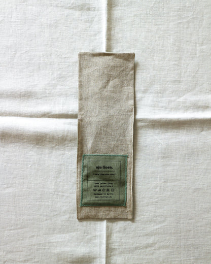 Bestecktaschen im 2er Set aus reinem Bio-Leinen, Flachs/Olivgrün
