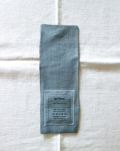 Bestecktaschen im 2er Set aus reinem Bio-Leinen, Seeblau