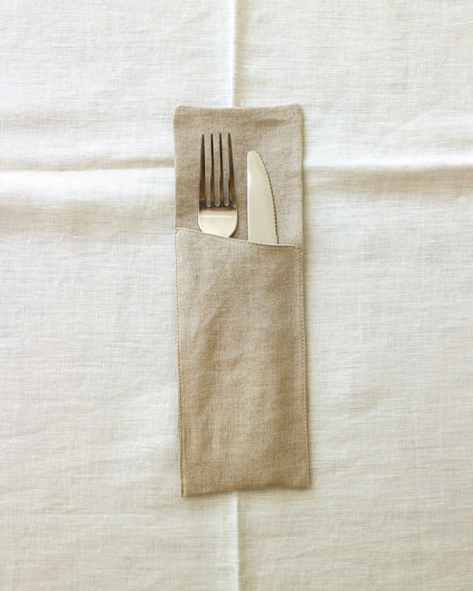 Bestecktaschen in Flachs (undyed) aus 100% Bio-Leinen