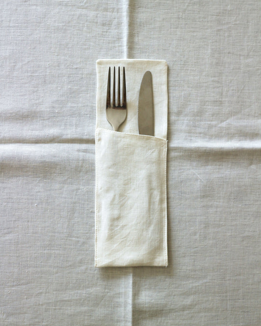 Bestecktaschen in Offwhite aus 100% Bio-Leinen