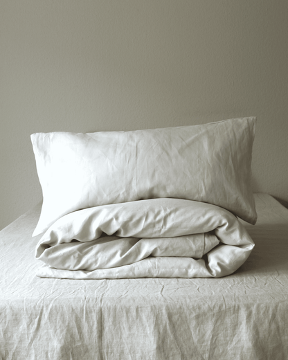 Bio-Leinenbettwäsche in Auster Hellgrau