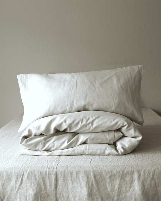 Bio-Leinenbettwäsche in Auster Hellgrau