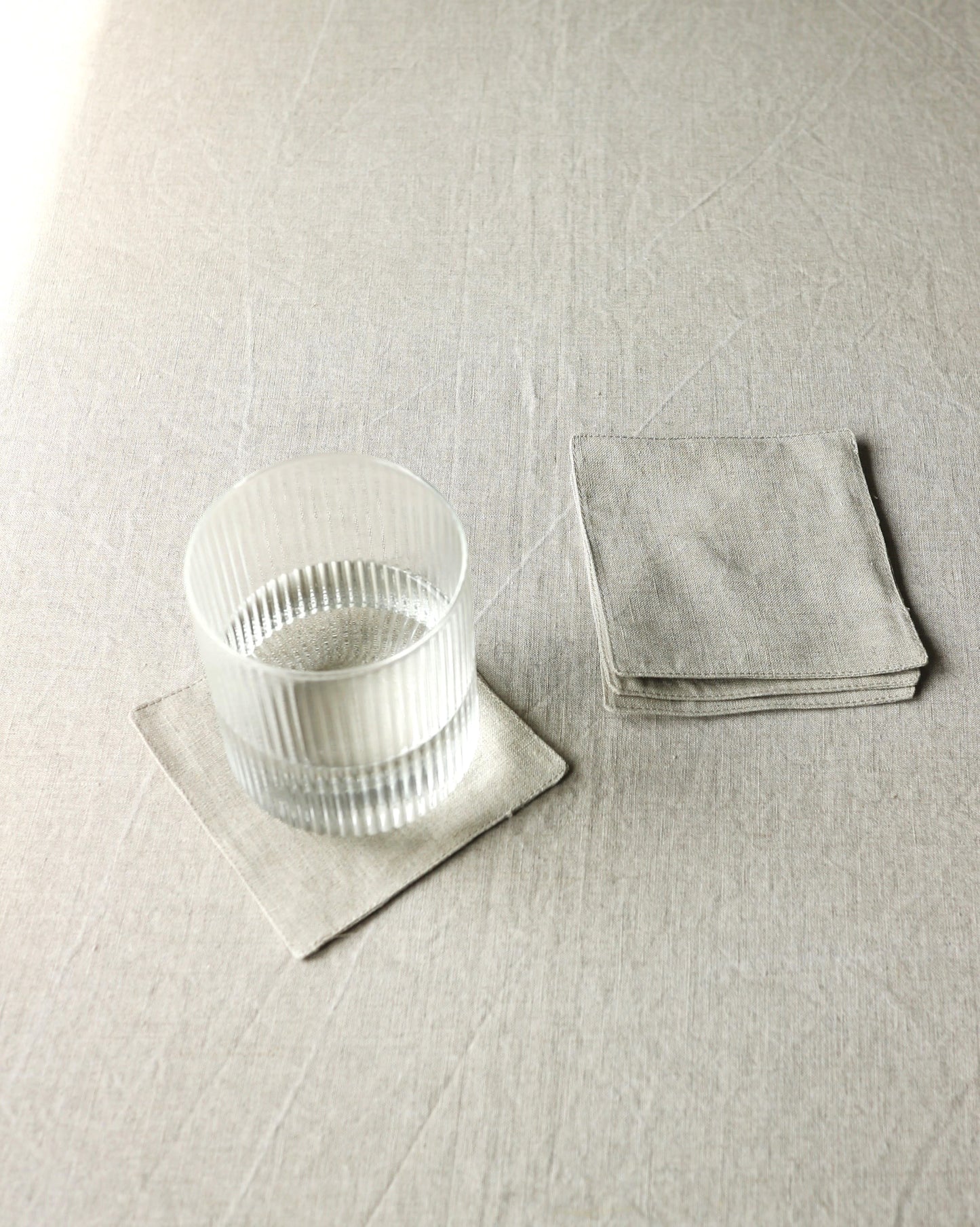 Glasuntersetzer aus reinem Bio-Leinen im 4er Set, Flachs (Undyed)