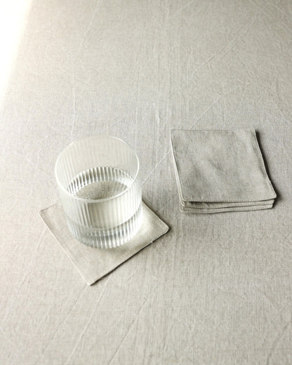 Glasuntersetzer aus reinem Bio-Leinen im 4er Set, Flachs (Undyed)