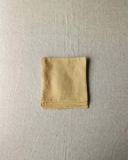Glasuntersetzer aus reinem Bio-Leinen im 4er Set, Honiggelb